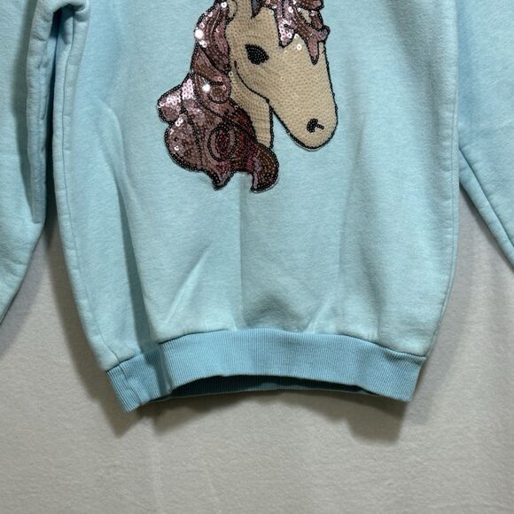 Lola And the Boys Blue Sequin Unicorn Applique Sweatshirt Preppy School Girls 12 - Picture 6 of 8